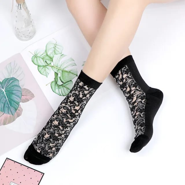 Transparent Paisley girl socks